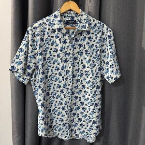 Blue and white flower button shirt